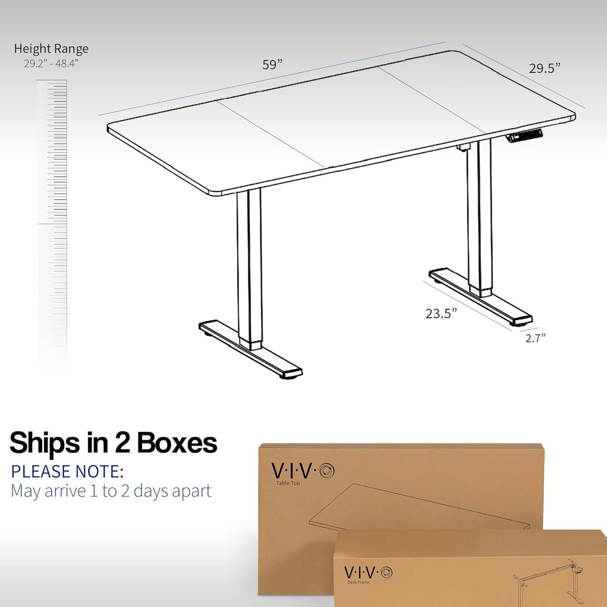 VIVO Electric 60 x 30 in Standing Desk, Memory Height Adjustment, 1B Series, Dark Walnut Top Black Frame, DESK-KIT-1B6D-30
