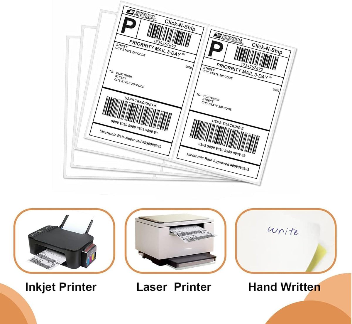 Shipping Labels 2 Per Sheet Round Corner Half Sheet Labels Mailing Labels for Packages Laser & Inkjet Printer Labels, 8126/5126 (500sheet-1000labels)