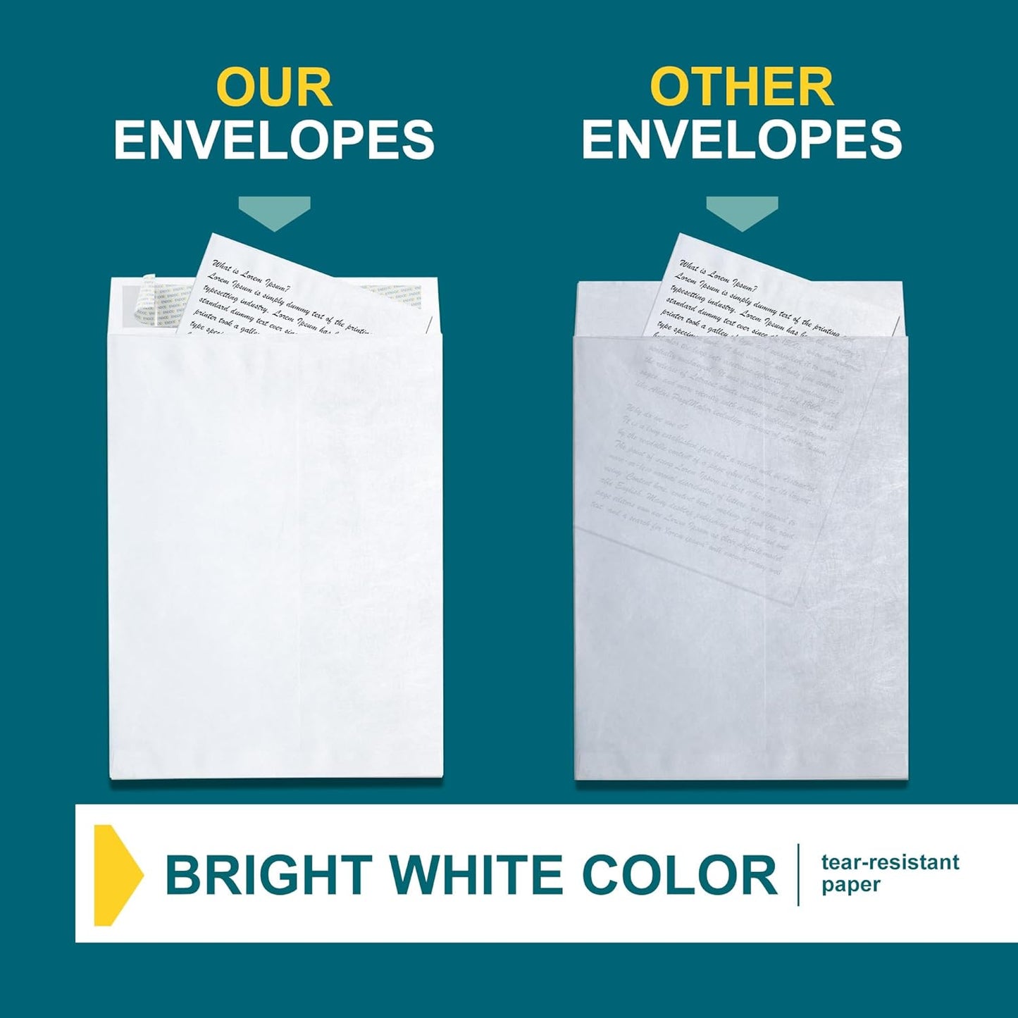 Tyvek Envelopes 10x13, Tear & Moisture Resistant Construction, Catalog Mailing Envelopes Peel & Seal 10 x 13, Tyvek® Mailer Shipping Envelopes, Bright White, 50/pack