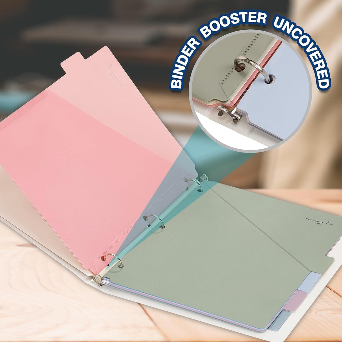 H4D 6-Tab Dividers for 3 Ring Binder, Plastic Dividers with Two Pockets, Letter Size, Morandi Colors, 1 Set