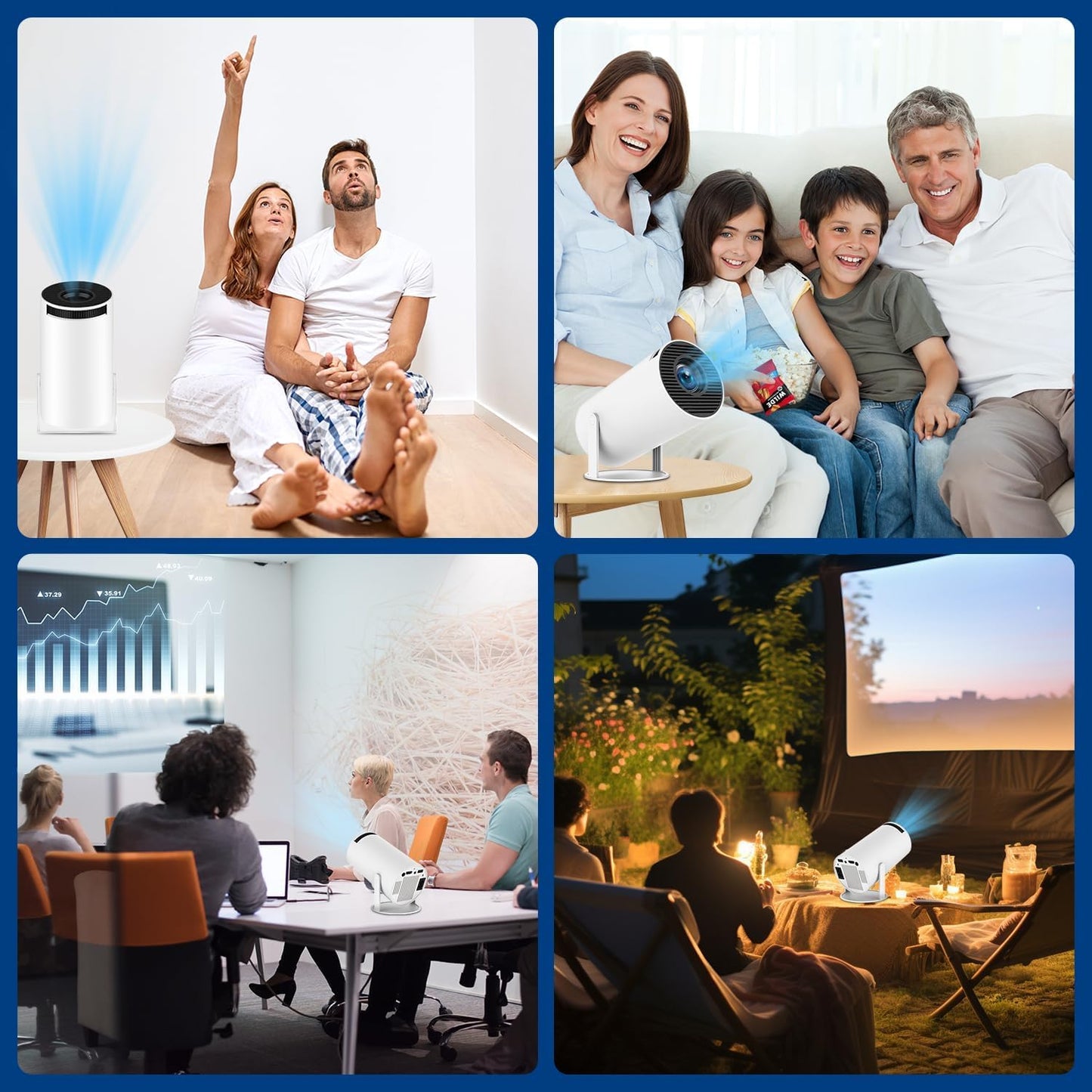 Mini Projector with WiFi and Bluetooth, 4K 1080P Support Portable Projector, 180ANSI, Android 13, Auto Keystone Correction, 30"-200" Screen Video Projector for Laptop, PC, Smartphone