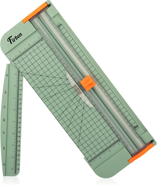 Firbon A4 Paper Cutter 12 Inch Titanium Straight Paper Trimmer with Side Ruler for Scrapbooking Craft, Paper, Coupon, Label, Cardstock (Morandi)