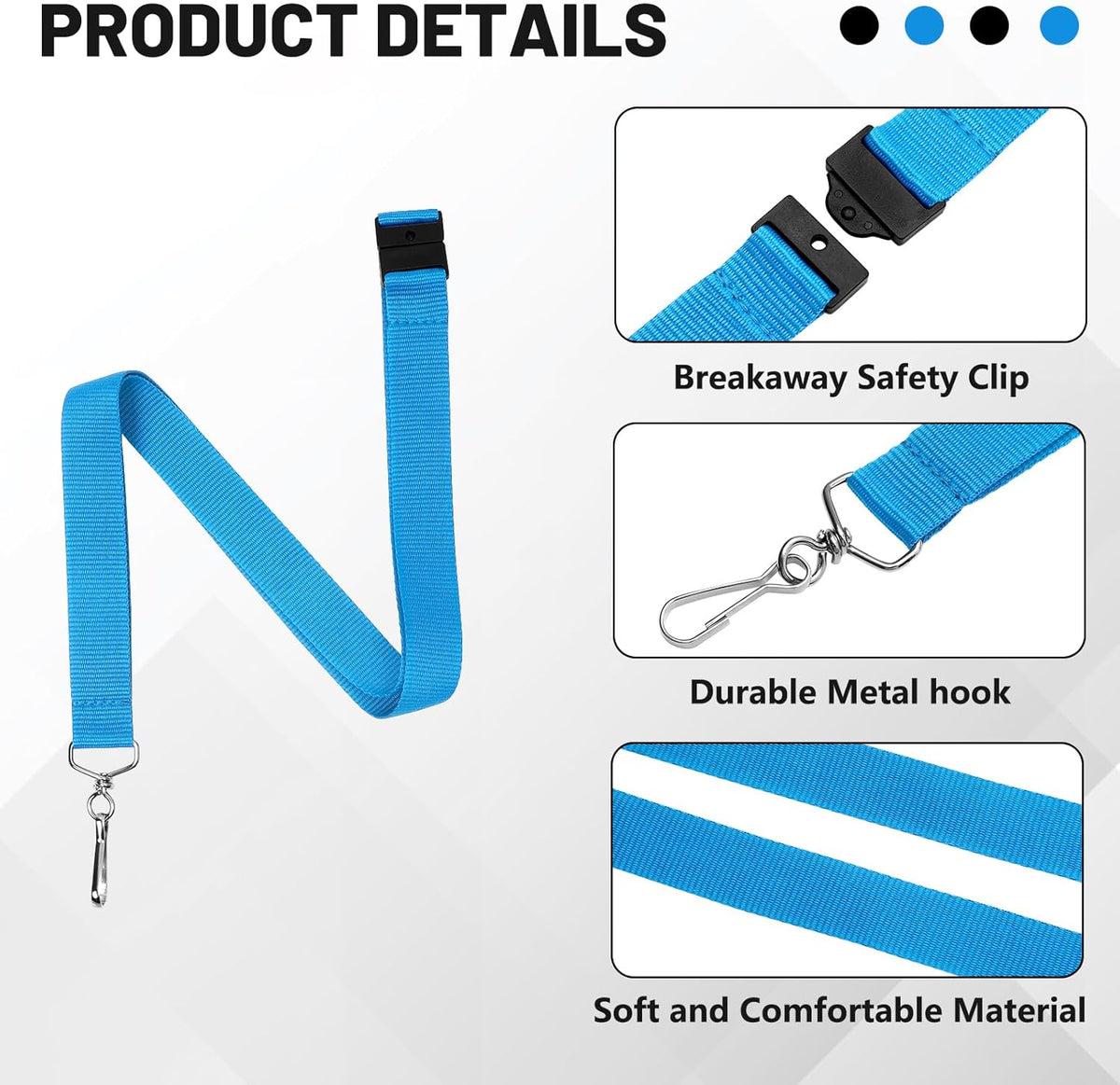 24-Pack Breakaway Lanyards, Polyester Neck Straps for ID Cards, Keys, Office, School & Events