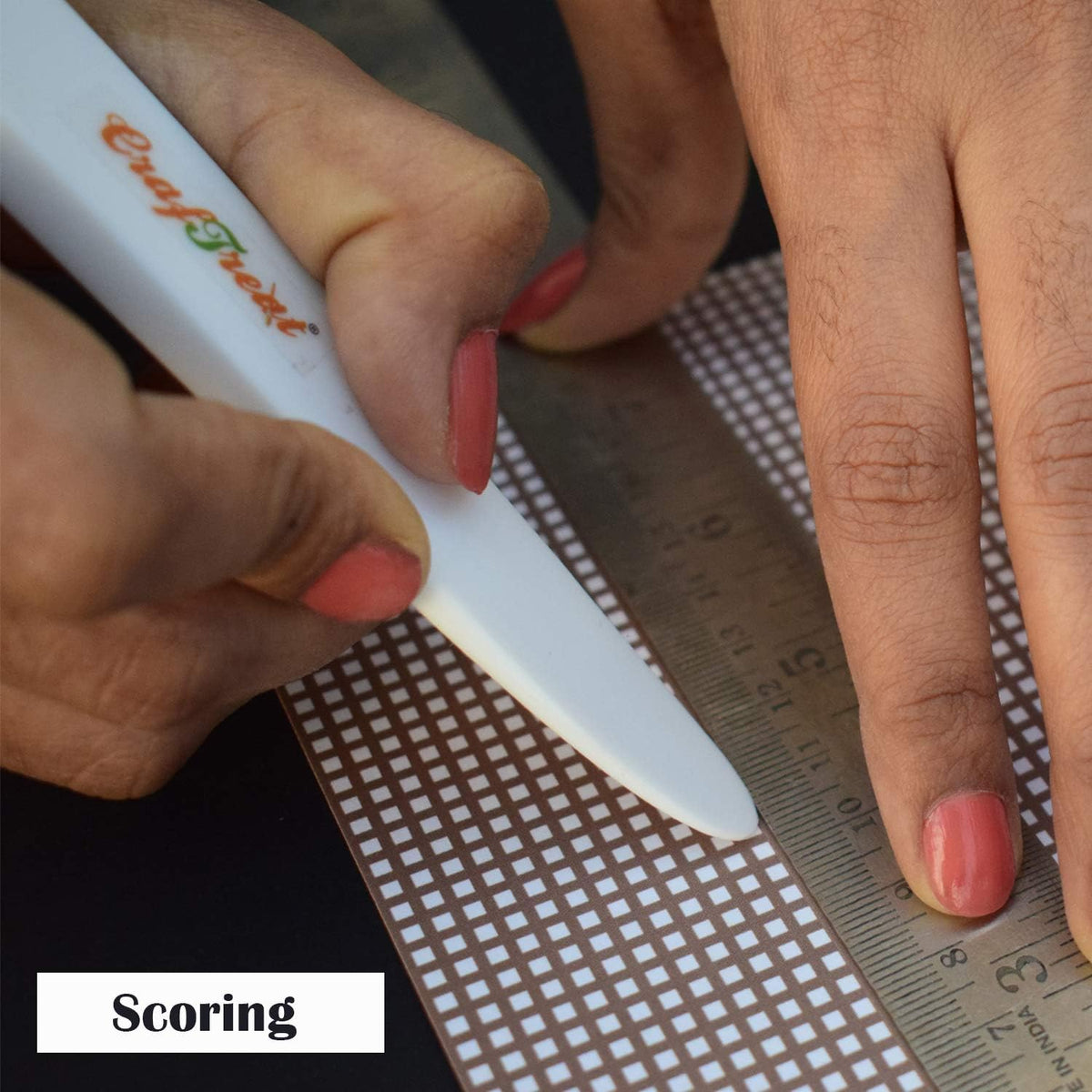 CrafTreat Teflon Bone Folder and Scoring Tool - Lifter - Paper Scorer for Paper Crafting, Origami, Bookbinding, Scrapbooking - Leather Burnishing Tool -Smooth, Non Stick,Ergonomic Craft Tool