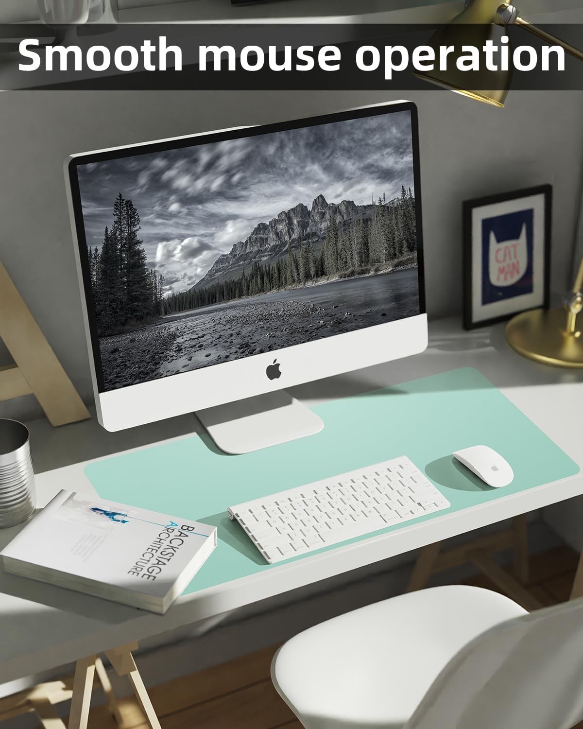 Non-Slip Desk mat,PULeather Desk Pad Protector, Office Desk Mat, Large Mouse Pad,Desk Blotter, Laptop Desk Pad, Waterproof Desk Writing Pad for Office and Home (Turquiose, 35.4" x 17")