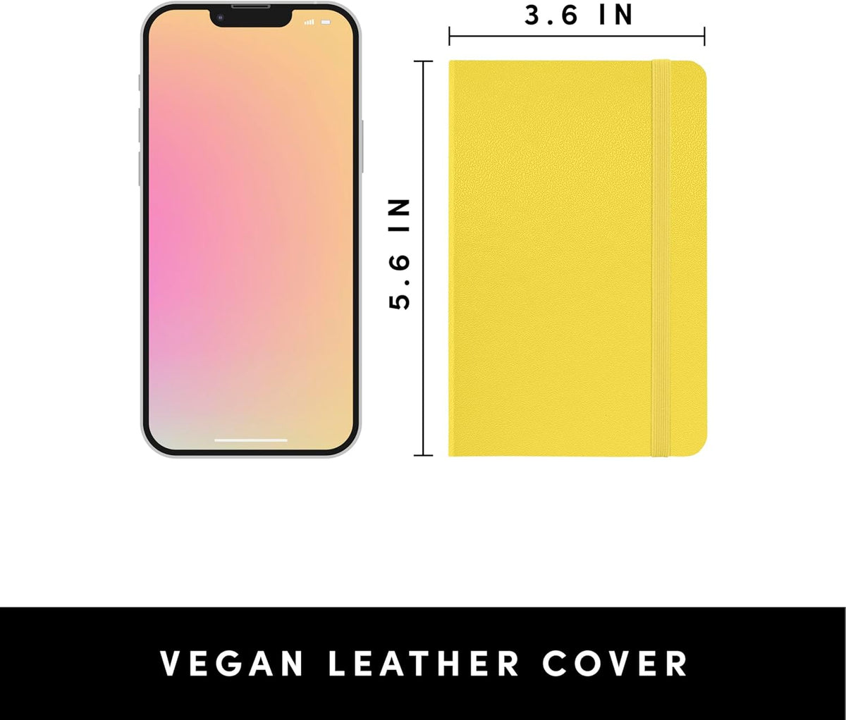 PAPERAGE Lined Pocket Journal Notebook, 1 Pack, (Yellow), 160 Pages, Small, 3.6 inches x 5.6 inches - 100 GSM Thick Paper, Hardcover