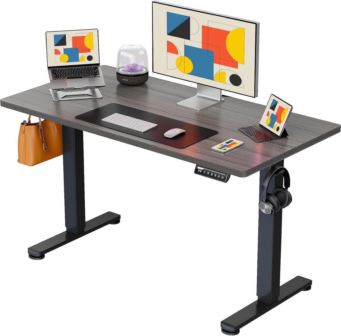 ErGear Electric Standing Desk, 44 x 24 Inches Height Adjustable Stand up Desk, Sit Stand Home Office Desk, with Two-Piece Desktop (Grey)
