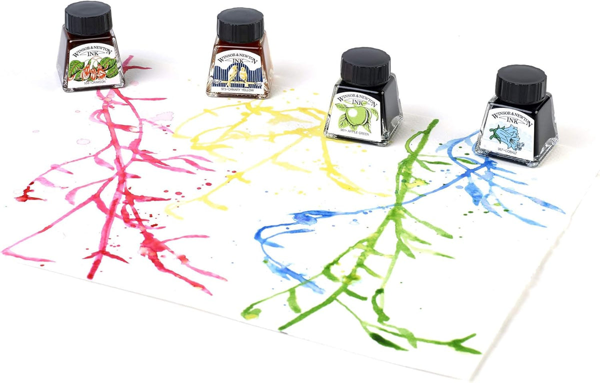 Winsor & Newton Collection Drawing Ink Set, Vibrant Tones, 0.5, Set of 4