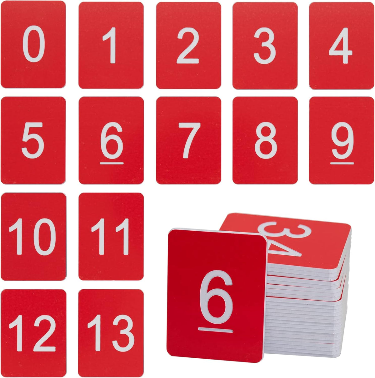 StayMax Rectangle Plastic Numbered Tags Number Disc Number Token (0-25, Red)