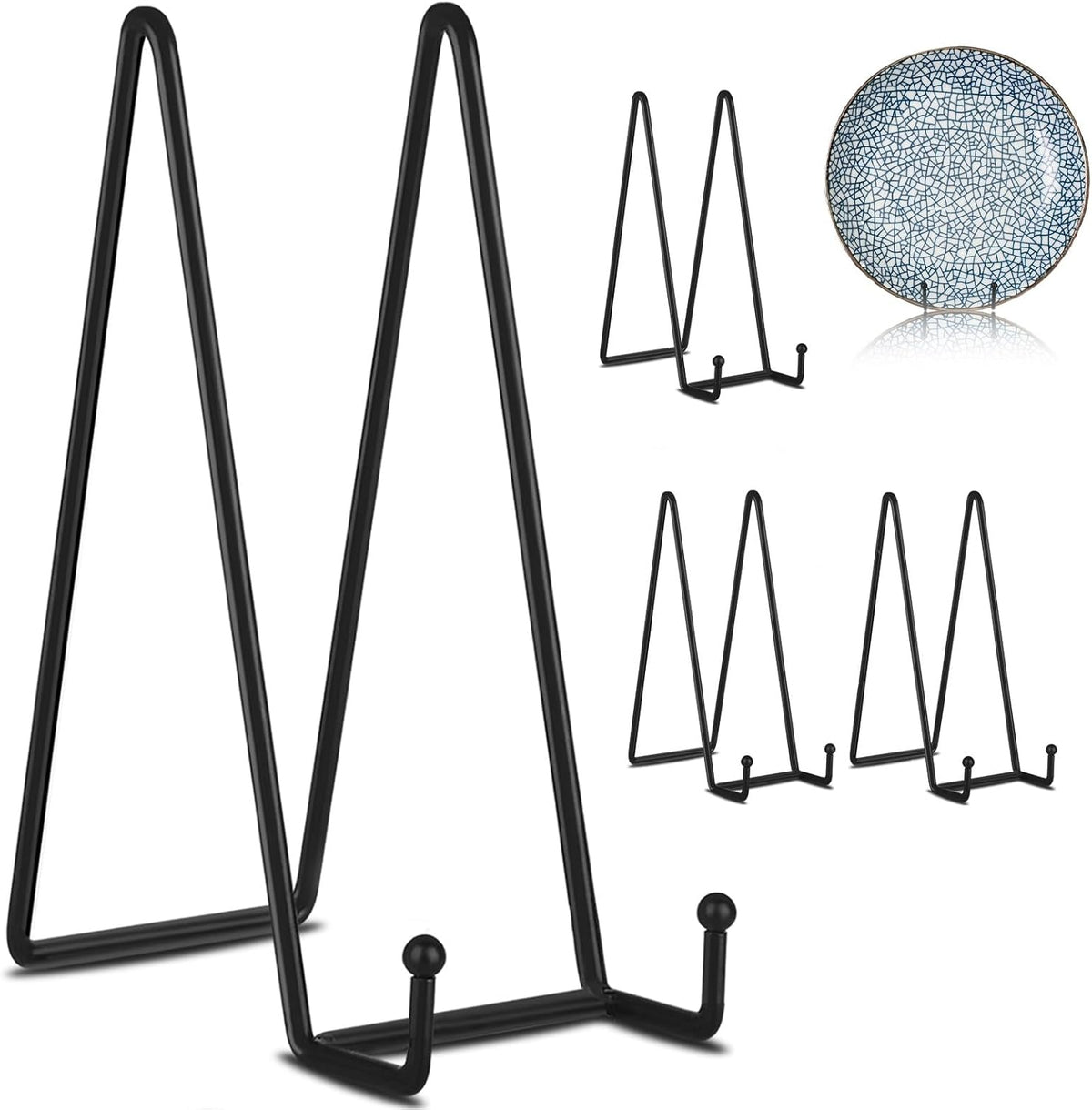 Decolore 5 Pack 12 Inch Black Picture Stands Plate Stands for Display Large Book Stands for Picture, Decorative Plate, Book, Frame, Tabletop Poster