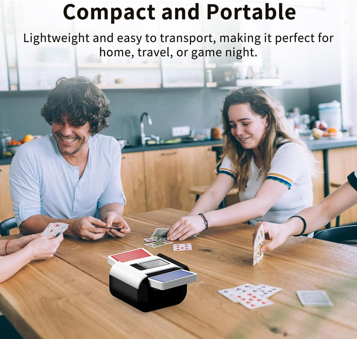 Automatic Card Shuffler with Dual Modes, Rechargeable 1-2 Deck Card Shuffle Machine, Low Noise Operation Card Shuffler for Poker, UNO, Blackjack, Skip-Bo, Phase 10