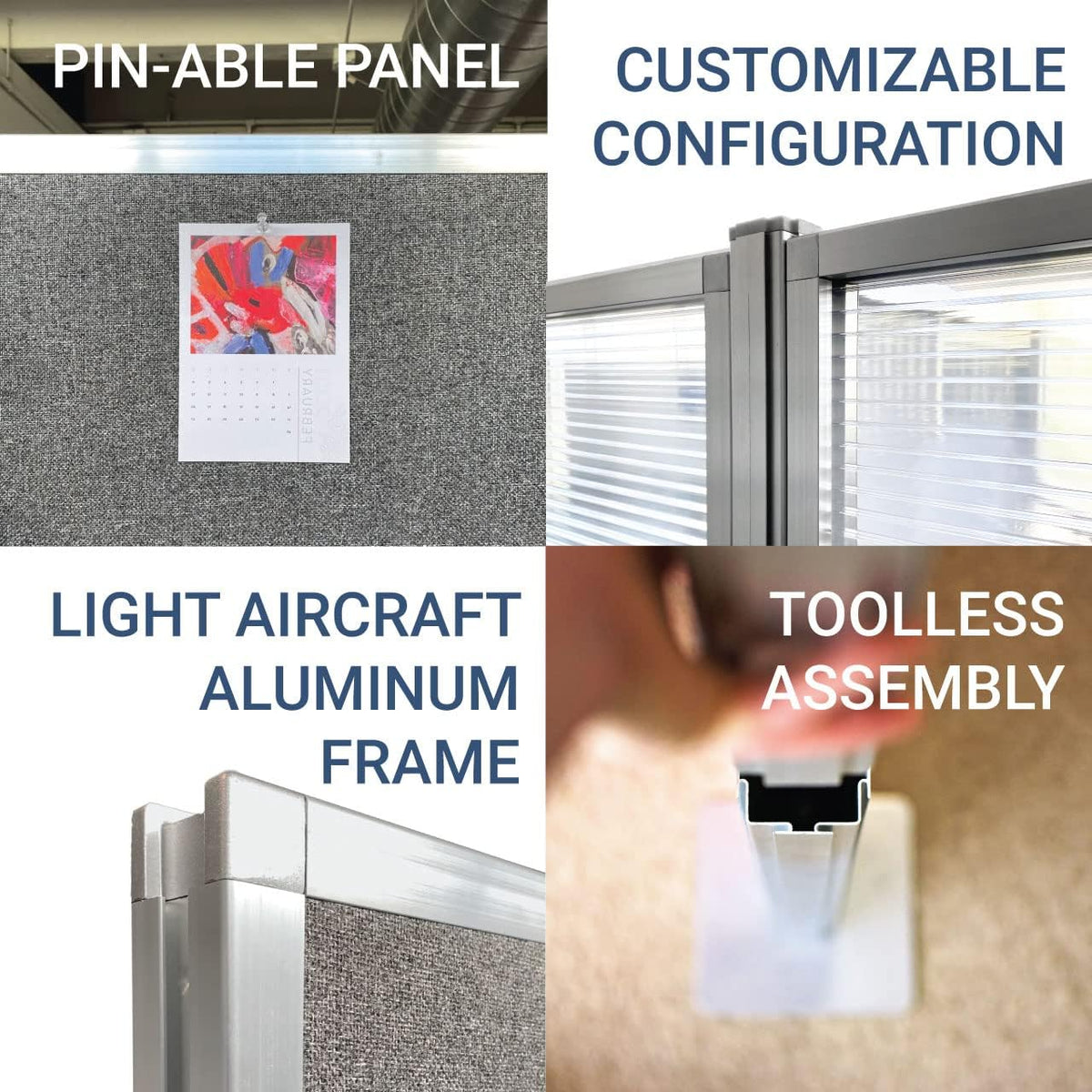 Versare Pre-Configured Hush Panel Electric Cubicle | Workstation Divider Walls | Cubicle Privacy Panels | Office Partition Walls