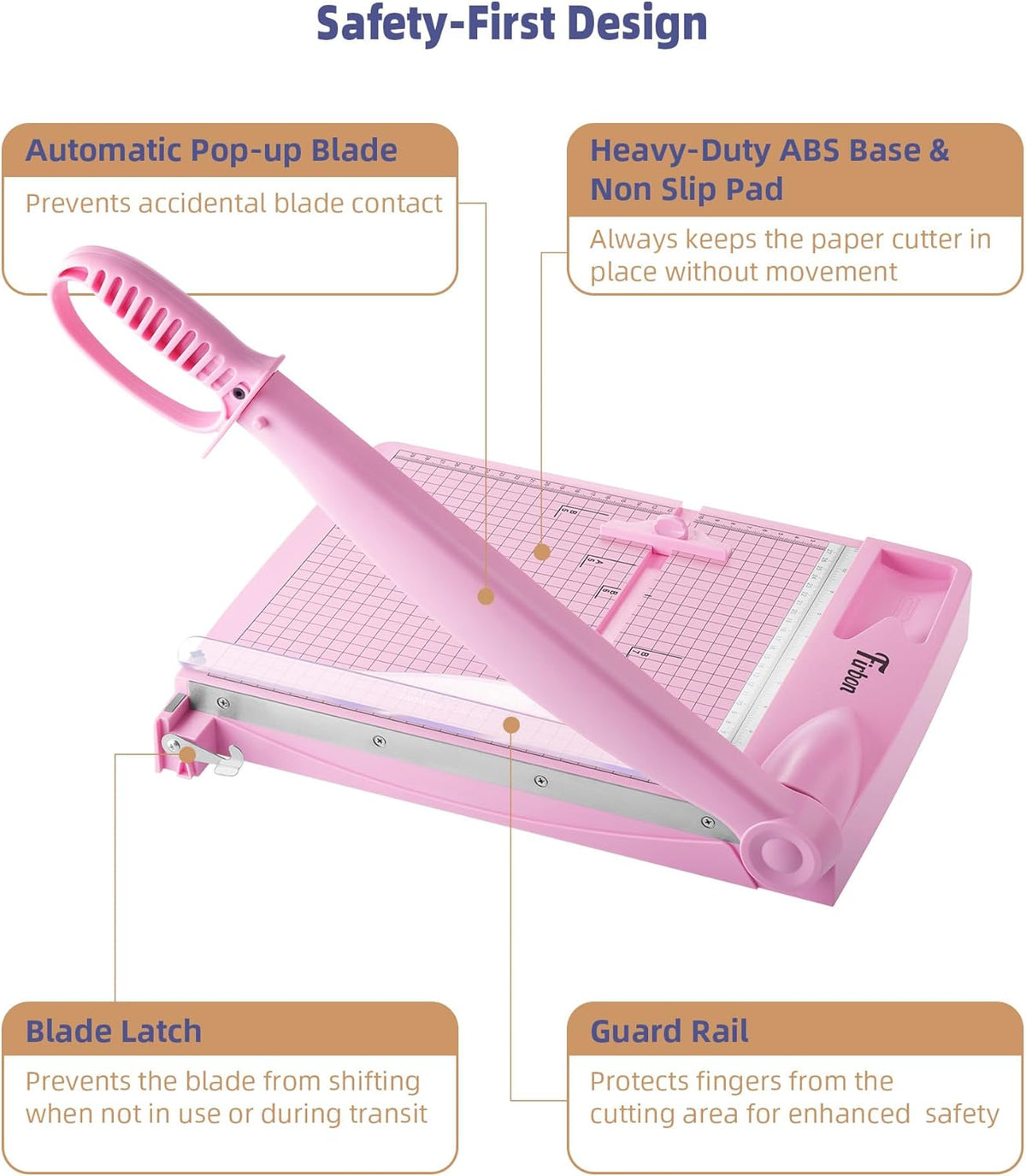 Firbon 12" Guillotine Paper Cutter, Heavy Duty 30-Sheet Capacity Trimmer for Cardstock, Photos, Scrapbooking, Office, Classroom, Studio (Pink)