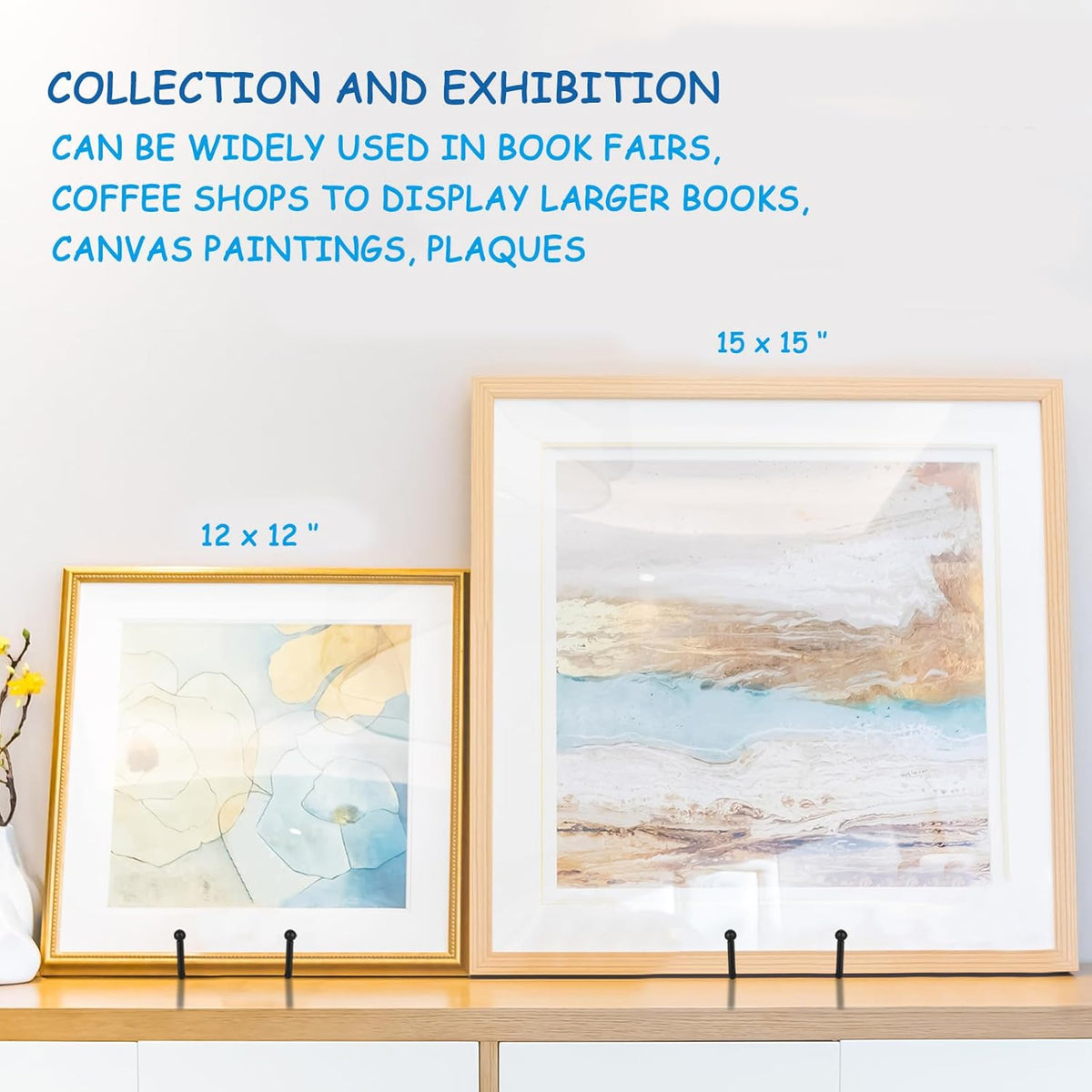 Decolore 5 Pack 12 Inch Black Picture Stands Plate Stands for Display Large Book Stands for Picture, Decorative Plate, Book, Frame, Tabletop Poster