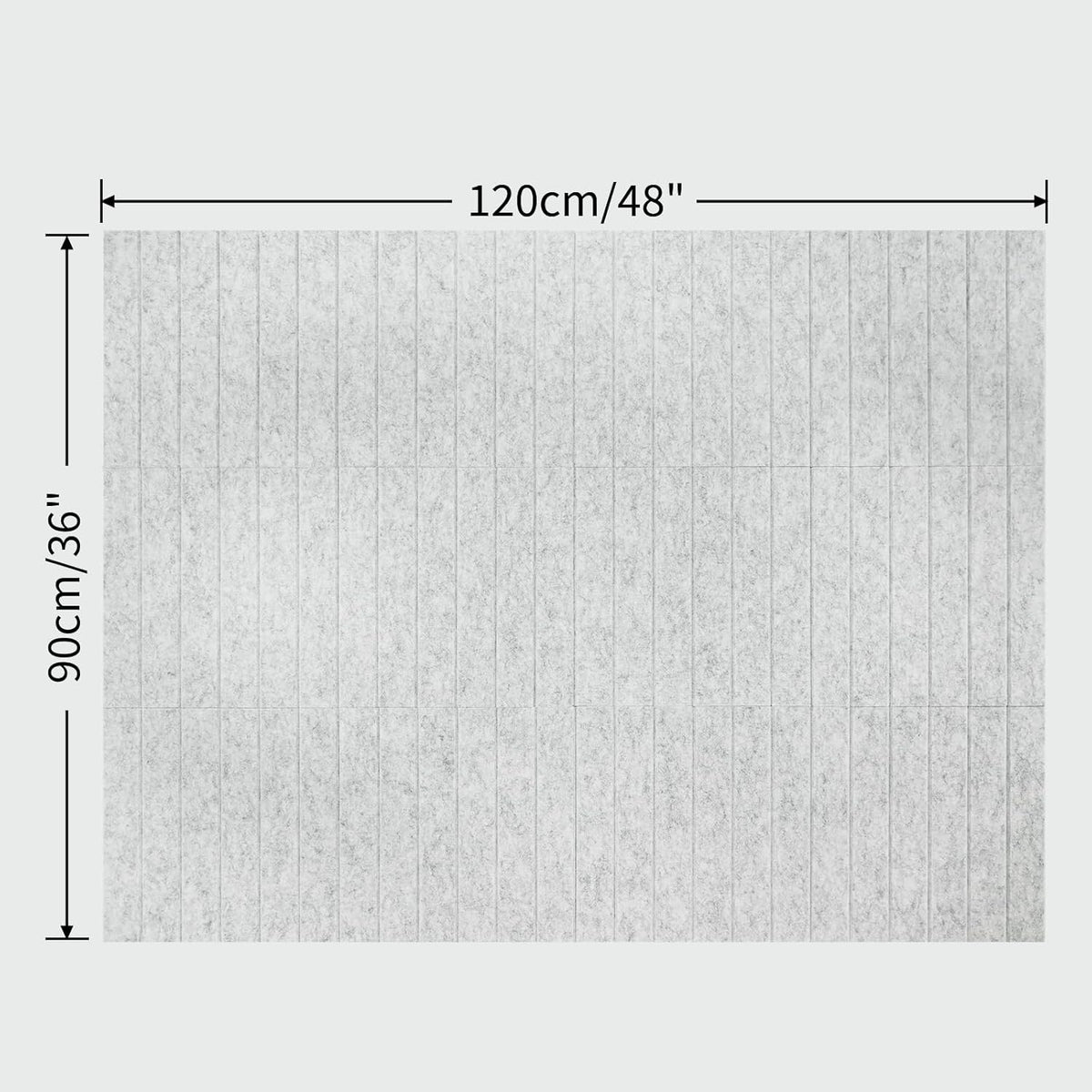 12 Pack Large Cork Board for Walls, Slat Wall Paneling, 48" X 36" Felt Bulletin Board Tiles with Safe Removable Adhesive Tabs & Push Pins, Pin Board Cork Board Wall Organizer for Office - Light Grey