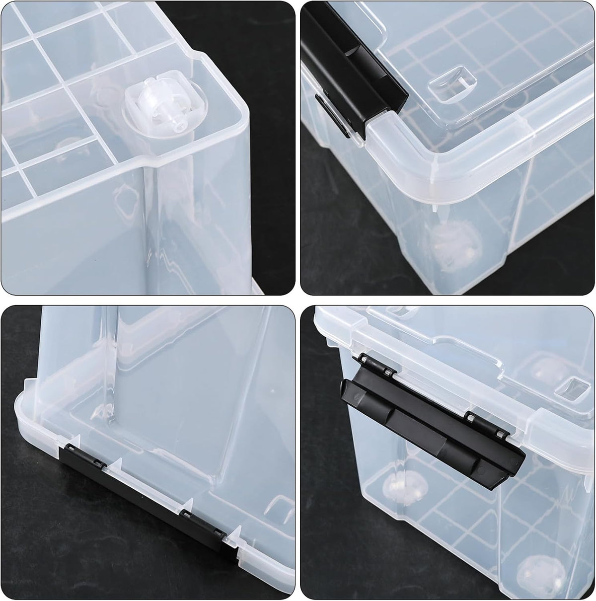 22 Quart Stackable Plastic Storage Bins with Lids and Latching Buckles, 4 Pack Tubs Boxes Organizing, Clear