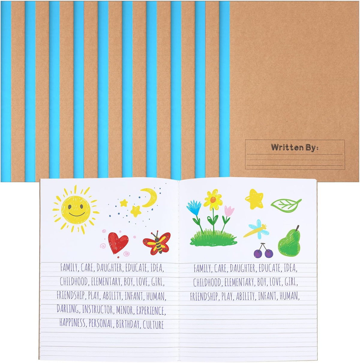 Henoyso 20 Pcs Primary Composition Notebook 9 3/4 x 7 1/2 Inch Kids Journal, Back to School Supplies, K-2 Primary Writing Notebook for Kids Student Draw and Write Story Journal (Blue)