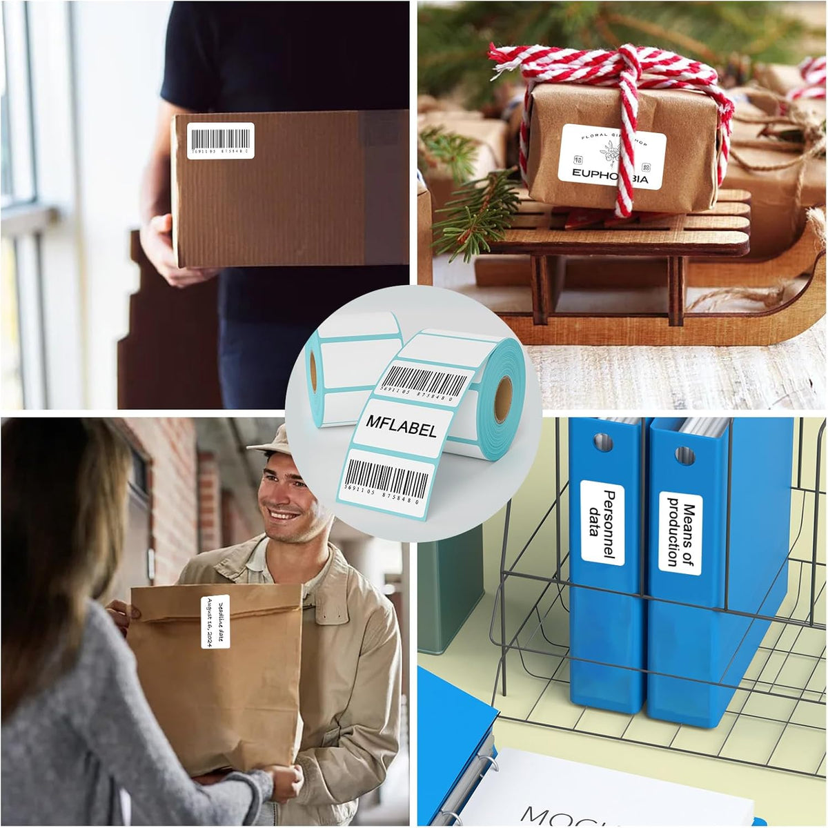 MFLABEL 2.25x1.25 inch Direct Thermal Labels 2-1/4 x 1-1/4 Inch White Thermal Printer Labels for UPC Barcode, Self-Adhesive Address Shipping Thermal Label Stickers 36 Rolls（1 Rolls/1000 Labels）