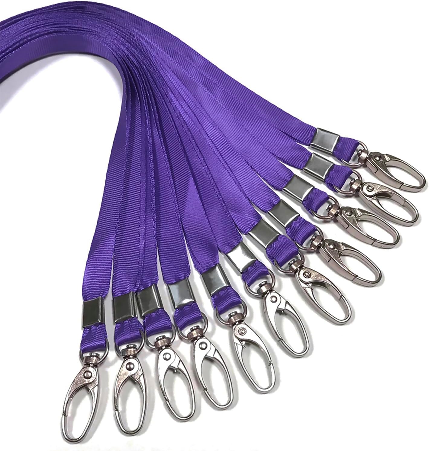 50 Pcs Lanyards Purple Lanyard for Id Badges Nylon Lanyard Bulk Clip Swivel Hook for Office Id Badges Key Chains