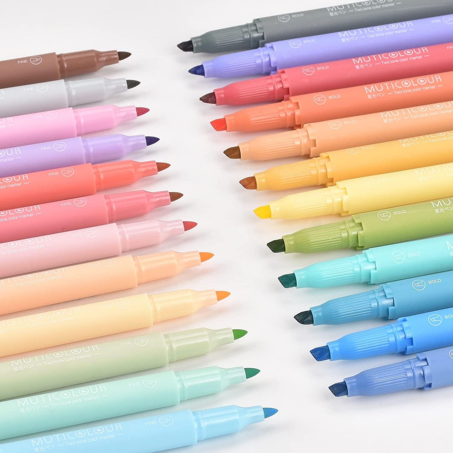 YOOUSOO Pastel Highlighters, 24 Pack, Dual Tip, Assorted Colors, Fast Dry, Highlighter Pastel, Set, Bible Journaling Highlighter, Marker, Colored School Supplies