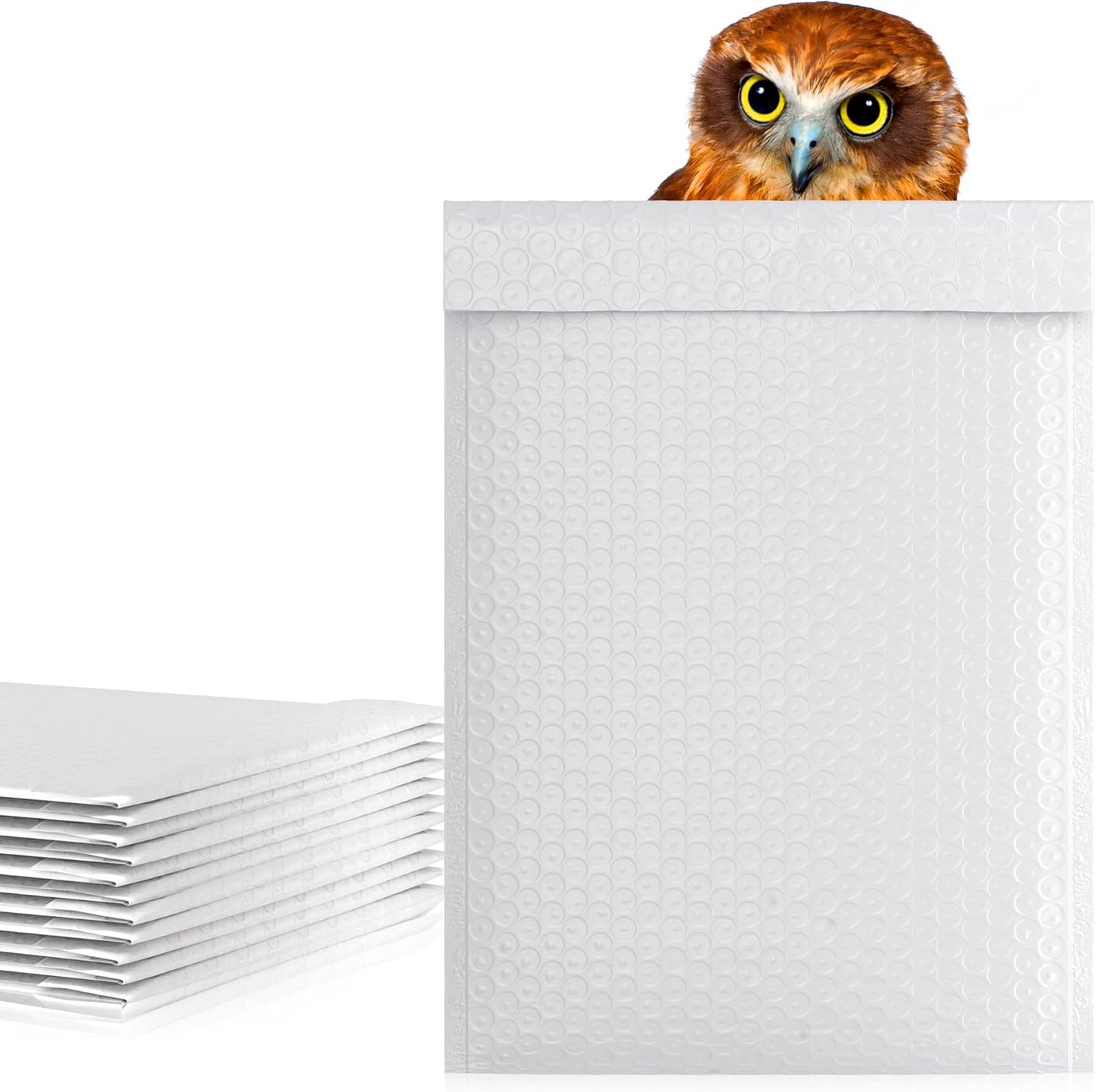 White Poly Bubble Mailers Self Seal, 9.5 x 13.5 Inch. Pack of 10 Bubble Packaging Envelopes for Shipping. Durable Padded Envelopes Waterproof. Self Seal Padded Mailers. Shipping Packages