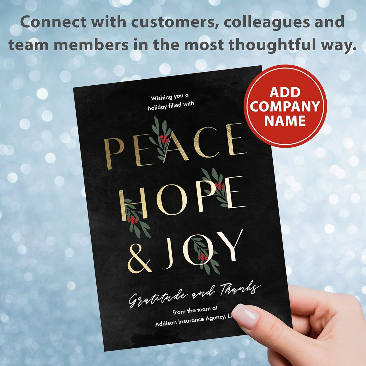 Let's Make Memories Personalized Business Christmas Cards with Envelopes - Premium Quality - 5x7-2025 Holiday Cards & White Envelopes - Peace, Hope & Joy - 25 ct