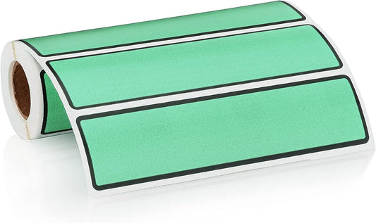 Carstens Adhesive Sticker Labels, 5 3/8” x 1 3/8”, Binder Labels for 1.5” – 4” Ring Binder Spines, Aqua, Roll of 200