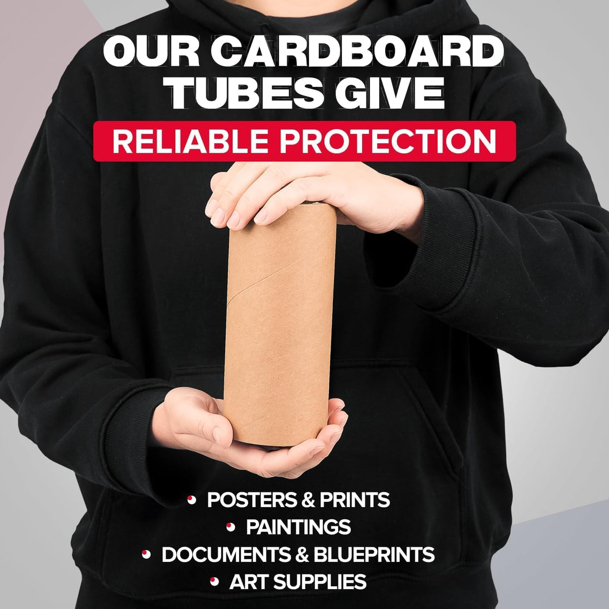 3" x 12" Heavy-Duty Reinforced Cardboard Mailing Tube, Pack of 1 Tube with 2 Caps – Secure USPS Approved – Great for Shipping and Storing of Prints, Artwork, Posters or Documents