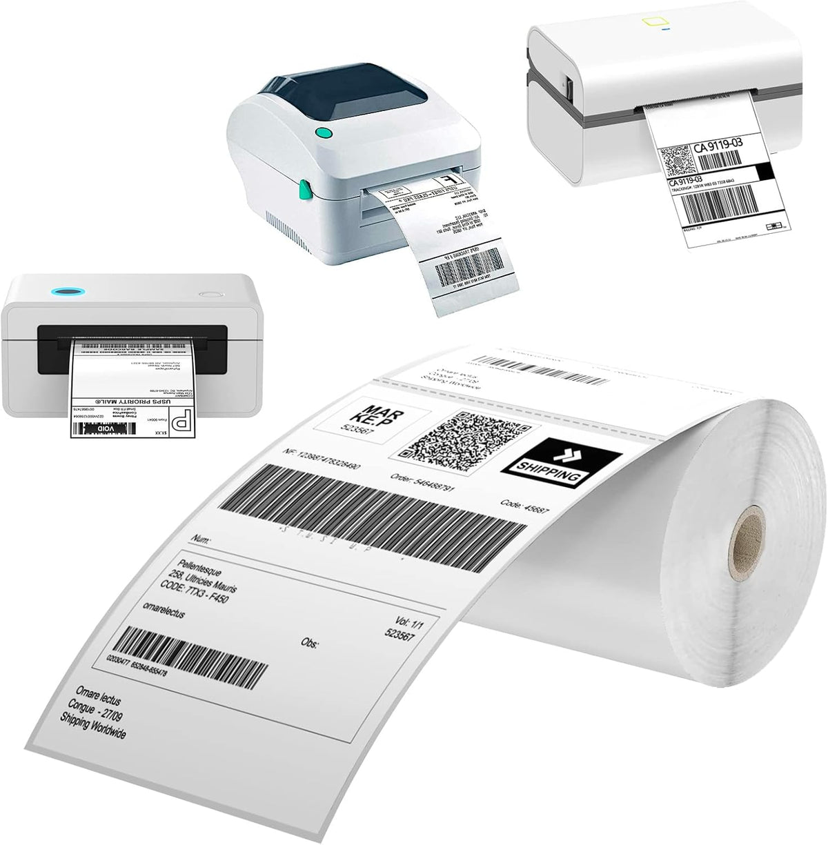 Thermal Labels 4x6 Roll - 500 Direct Thermal Perforated Postage Shipping Labels for Rollo, Zebra, MUNBYN and Polono Printers (NOT for DYMO)