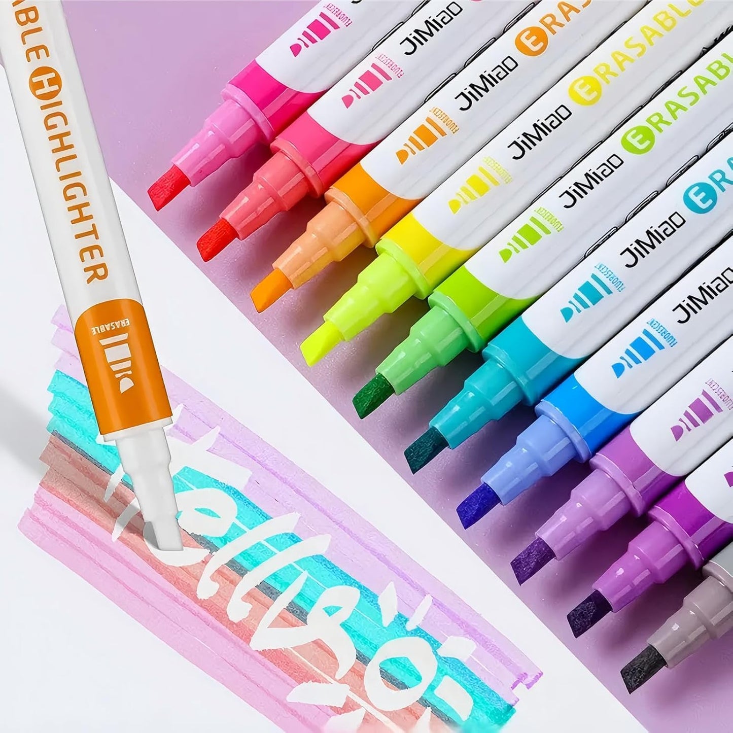 YOOUSOO Erasable Highlighters, 10 Colors, Double Head Smooth Writing Highlighters, Assorted Colors Chisel Tip Highlighter Markers, Smooth Writing Book Journaling Highlighter Erasable