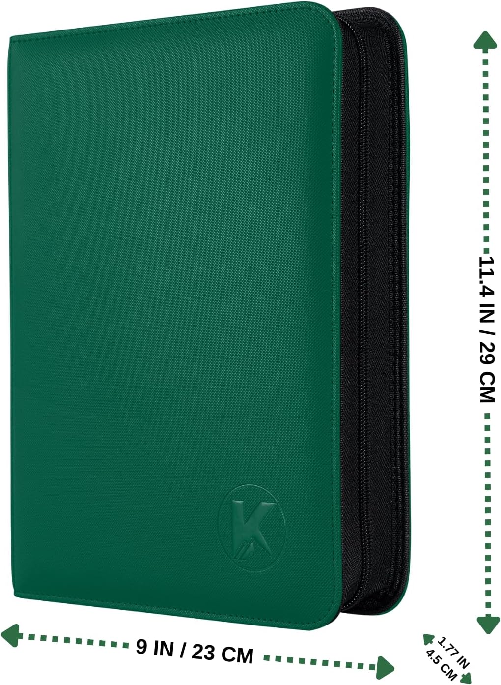 Toploader Binder, Holds 128+ Toploaders, 4 Pocket Top Loader Card Storage Case, Double-Sided Pockets for trading card in 3 x 4'' Toploaders（Green）
