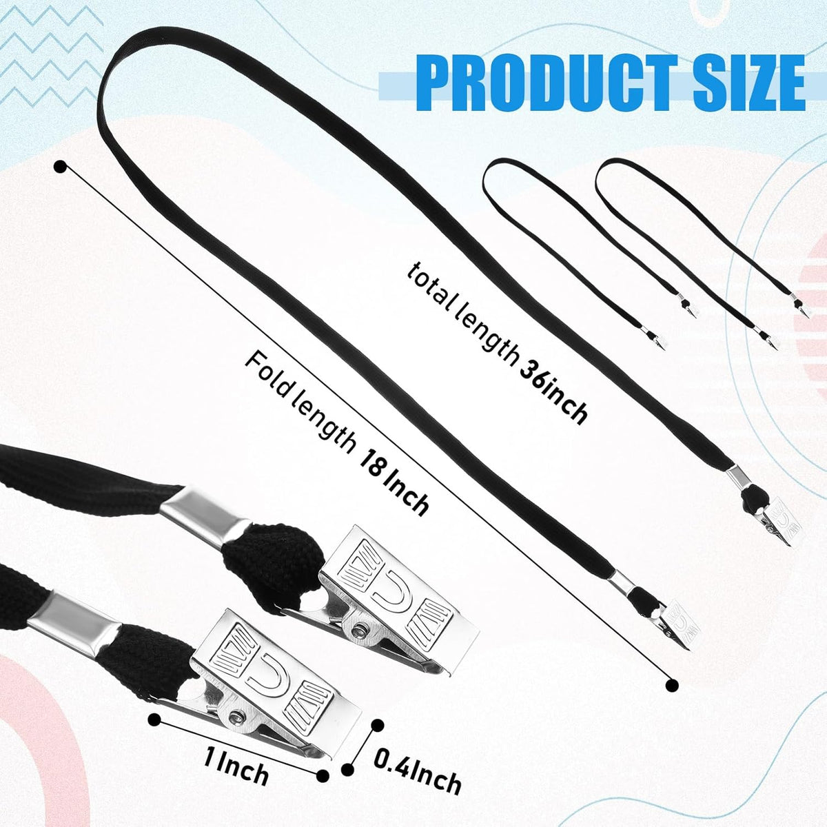 Patelai 100 Pack Double Clip Lanyards Bulk Face Mask Lanyard Twist Free 2 Hook Design Adjustable Badge Neck Strap for Conference Office Class Essential Back to School Gifts ID Card Keychain (Black)