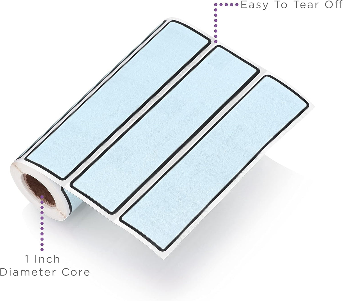 Carstens Adhesive Sticker Labels, 5 3/8” x 1 3/8”, Binder Labels for 1.5” – 4” Ring Binder Spines, Sky Blue, Roll of 200
