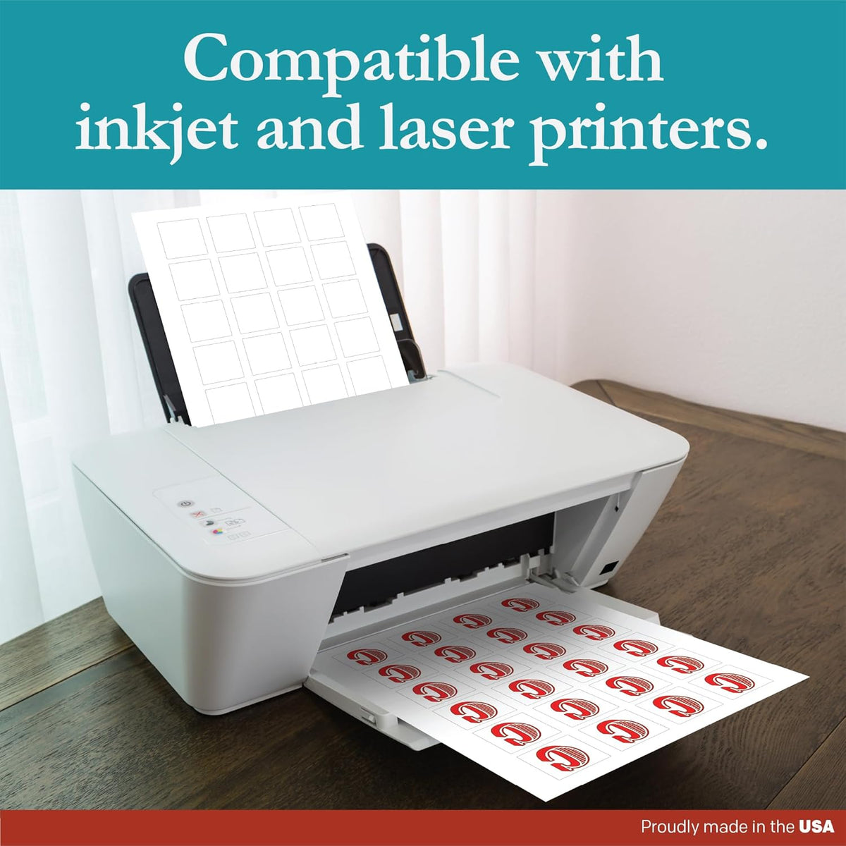 Premium Label Supply White Sticker Square Labels – 1.5" x 1.5" – Laser/Inkjet Compatible – (24 per Sheet), 2000 Sheets – 48,000 Total Adhesive Labels