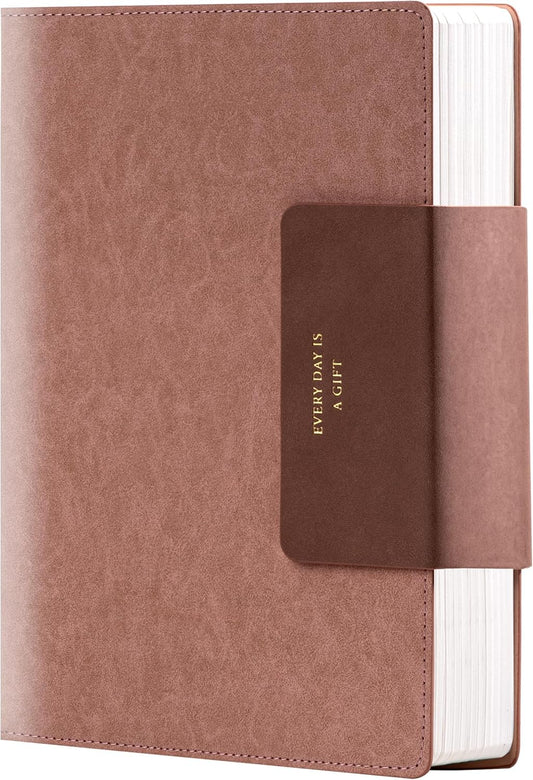 Leather Journal for Men 320 Pages B5 Large Journaling Notebooks with 100 GSM Thick Paper Journals for Writing Notebook for Men & Women with Buckle Closure Work Diary, 7.28" x 10.23", Pink
