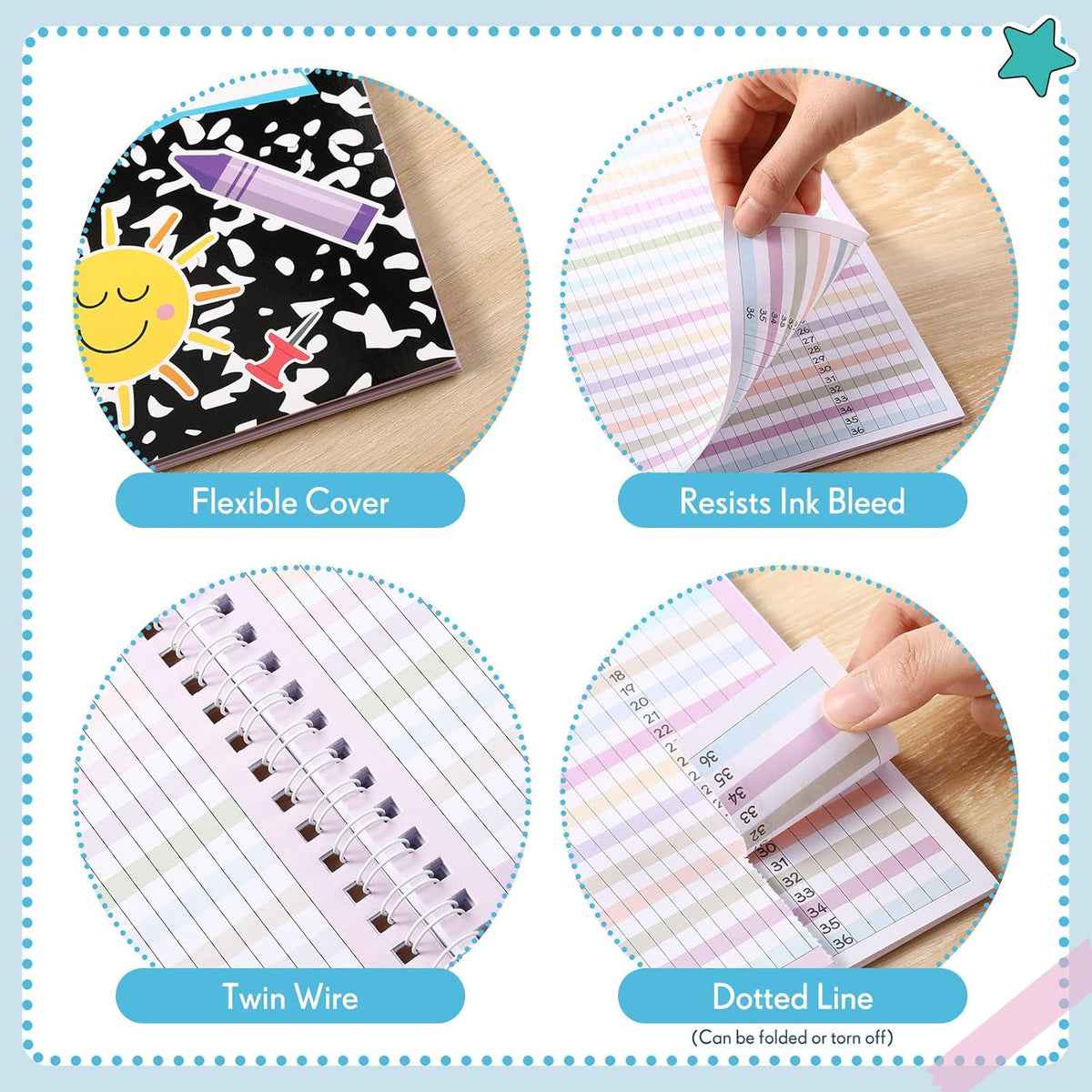 Fuyoooo Teacher Record Book Teacher Grade Books 2025-2026 Spiral Bound Record Class Grade Book Office Favors Gift for Classroom Attendance Supplies Decoration Double Sided(Black Dots)