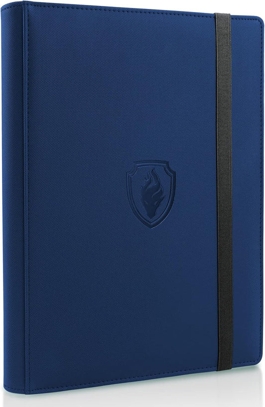 Trading Card Binder 9 Pocket, Fabmaker PU Cover Card Collection Binder for 360 Cards, Premium Card Album, Sturdy Card Holder Folders for YuGiOh, MTG, TCG, Game Cards & Sports Cards, Navy Blue