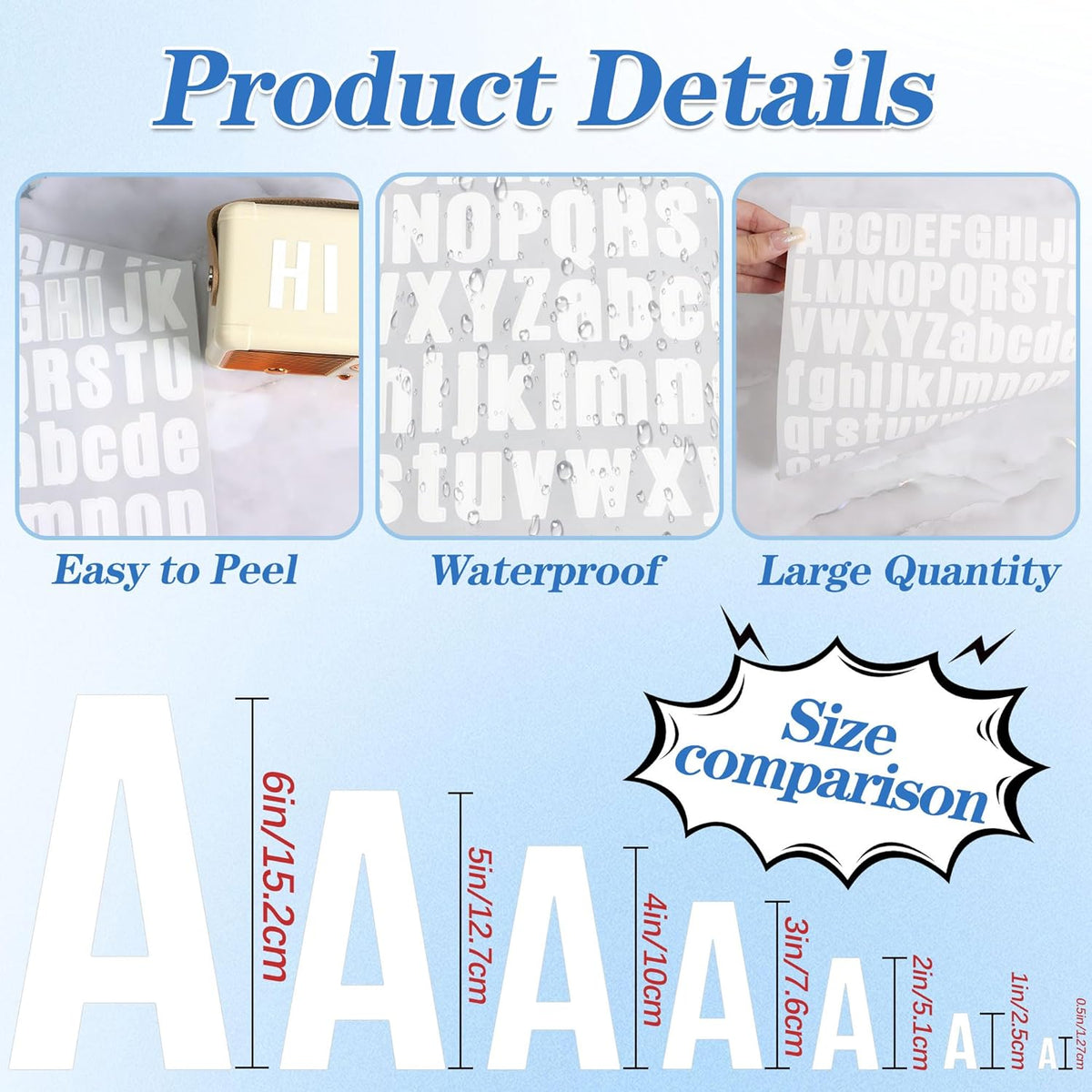 Letter Stickers Small Alphabet Stickers Numbers and Letters Self Adhesive Vinyl Waterproof Sticker for Scrapbooking, Water Bottles,Cup,Mailbox Address,Sign,DIY Crafts Art (White, 0.5 Inch)