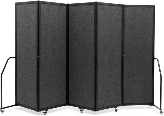 Folding Privacy Screens Freestanding partition with Wheels and arms Portable dividers for Medical Hospital Offices 5 Panel, Dark Gray