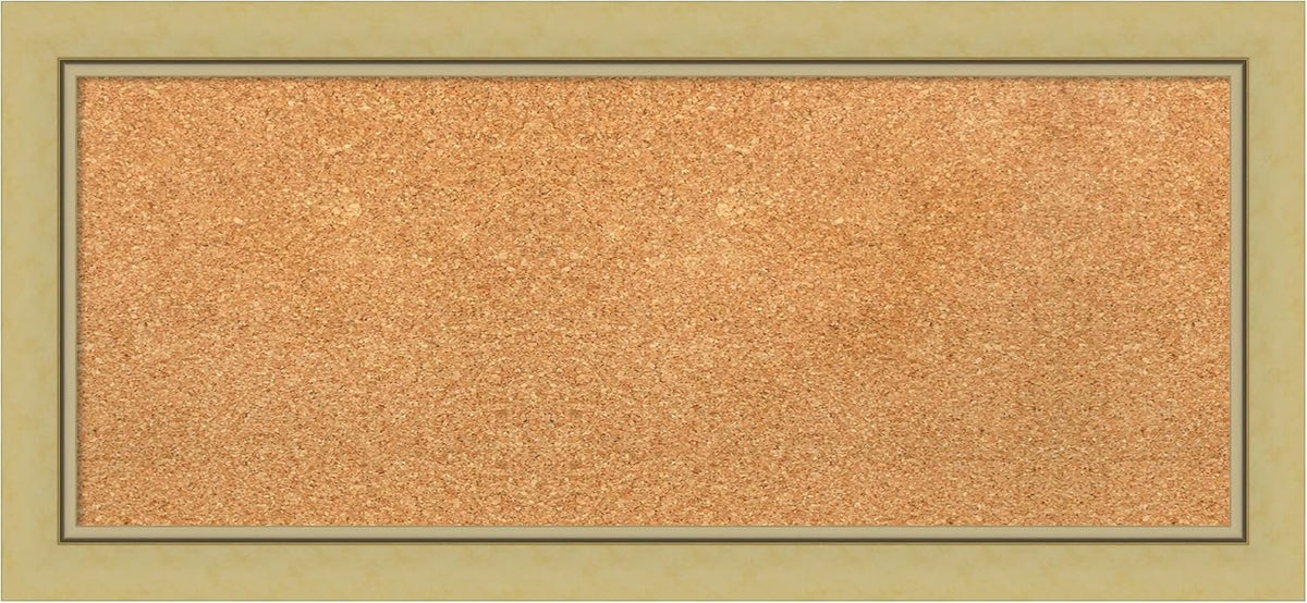 Amanti Art Natural Cork Board for Wall, 15x33 Vision Board with Gold Frame, Medium Corkboard Office Decor for Home Organization, Casual Corkboard Pinboard to display items for home organization