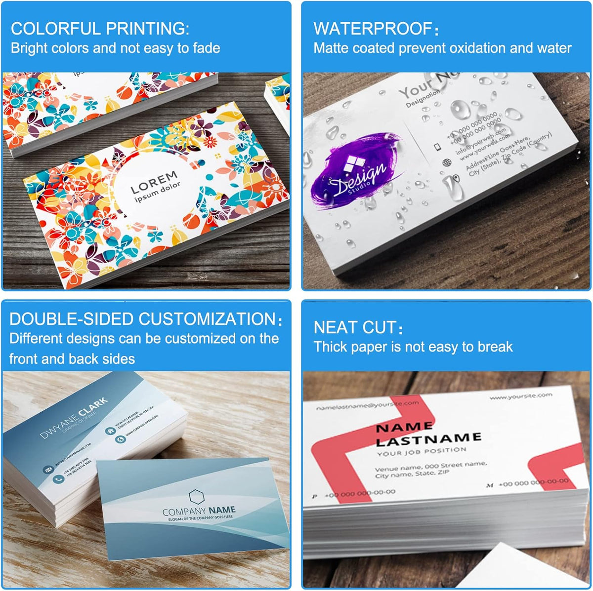 Custom Business Cards with Logo Personalized Double Side Printable Customize Business Cards 1000 500 200 100 for Small Business Women Men-Car Wash Service