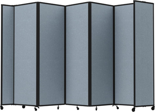 Versare Room Divider 360 Portable Wall Partition | Folding Panels | Large Freestanding Divider | Locking Wheels | Temporary Room Separator | 14' x 7'6'', Powder Blue