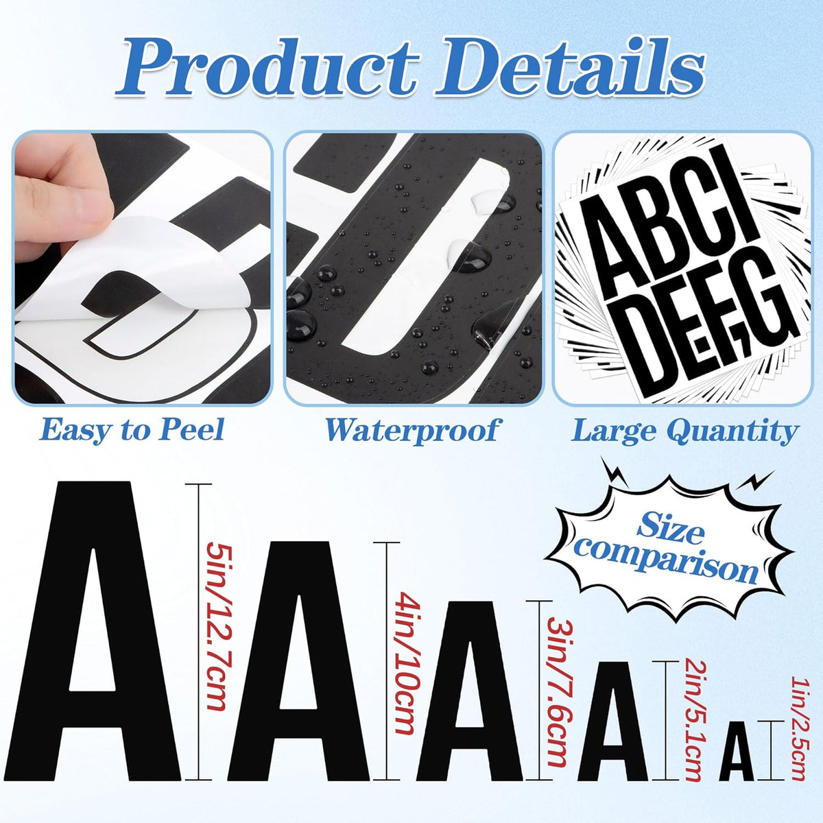 420 PCS 42 Sheets Letter Stickers Big Font Mailbox Numbers and Letters Self Adhesive Vinyl Waterproof Alphabet Number Stickers for Mailbox House Address, Cars, Poster, Business Decor (5 Inch,Black)