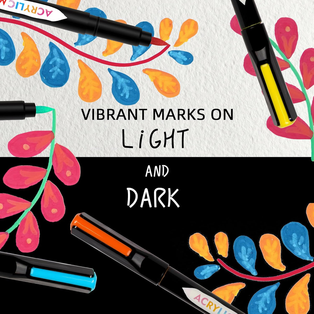 TBC The Best Crafts Acrylic Paint Markers, Big Volume Ink,Waterproof, Non-Toxic, odorless, Suitable for Paper, Pottery, Stones, Backpacks, Glass, Pack of 18