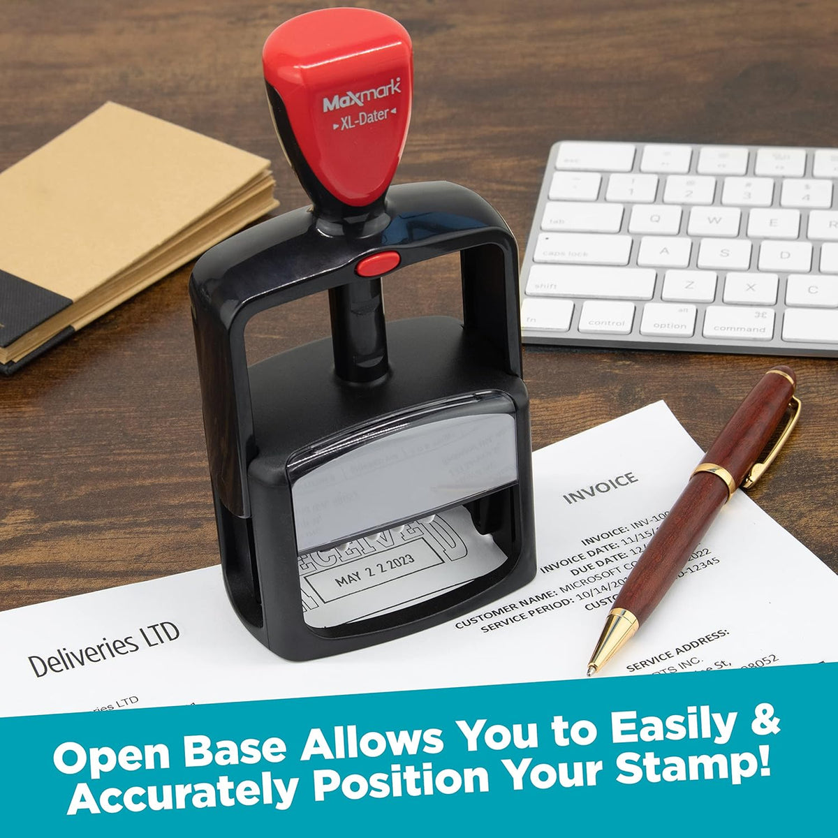 MaxMark Heavy Duty Style 3 Date Stamp with MAILED self Inking Stamp - Red Ink