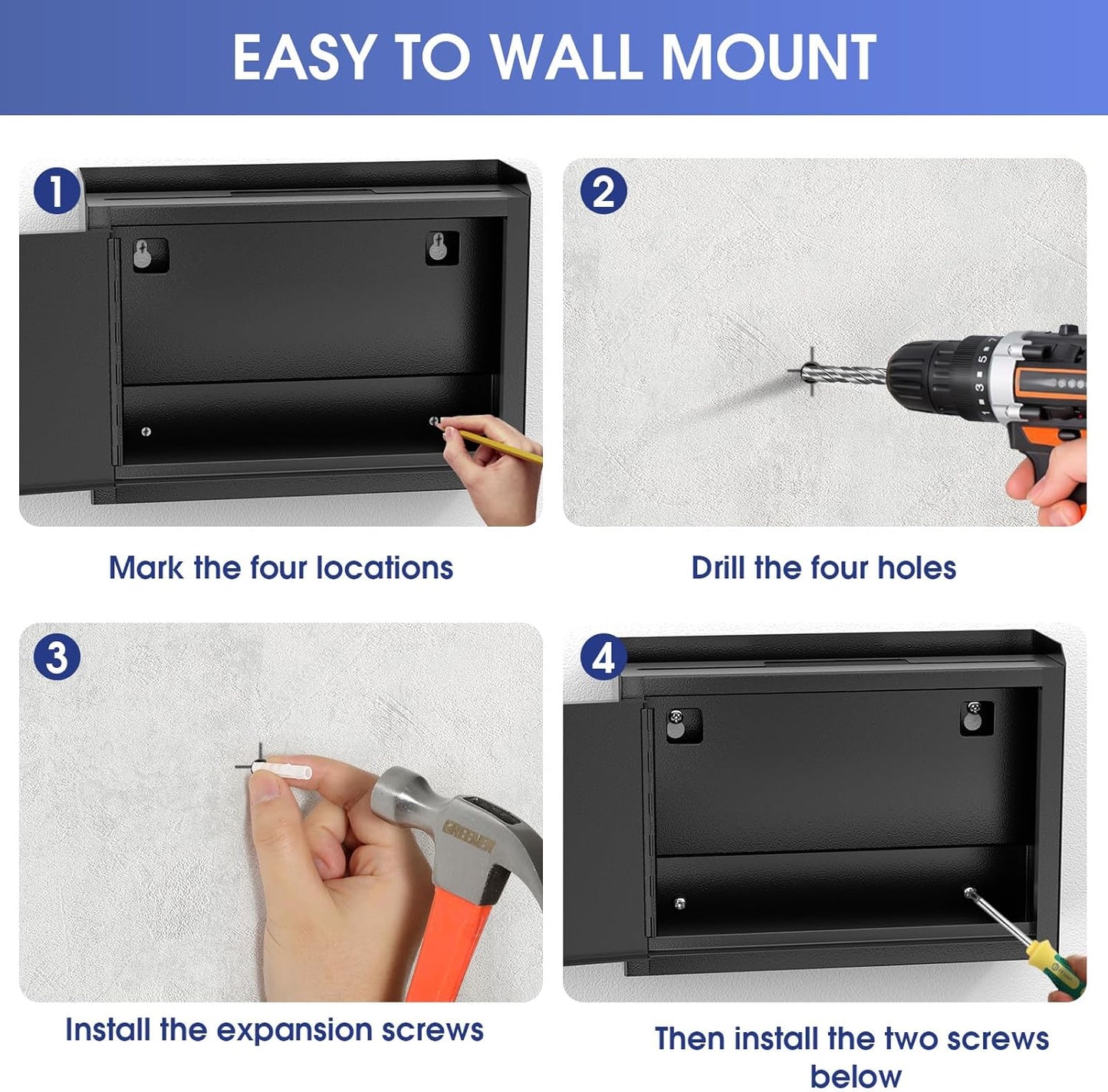 MaxGear Metal Suggestion Box with Lock 9.8" x 3" x 7", Black Seure Locked MailBox,Wall Mounted MailBox, Ballot Box with 50 Suggestion Cards ﻿