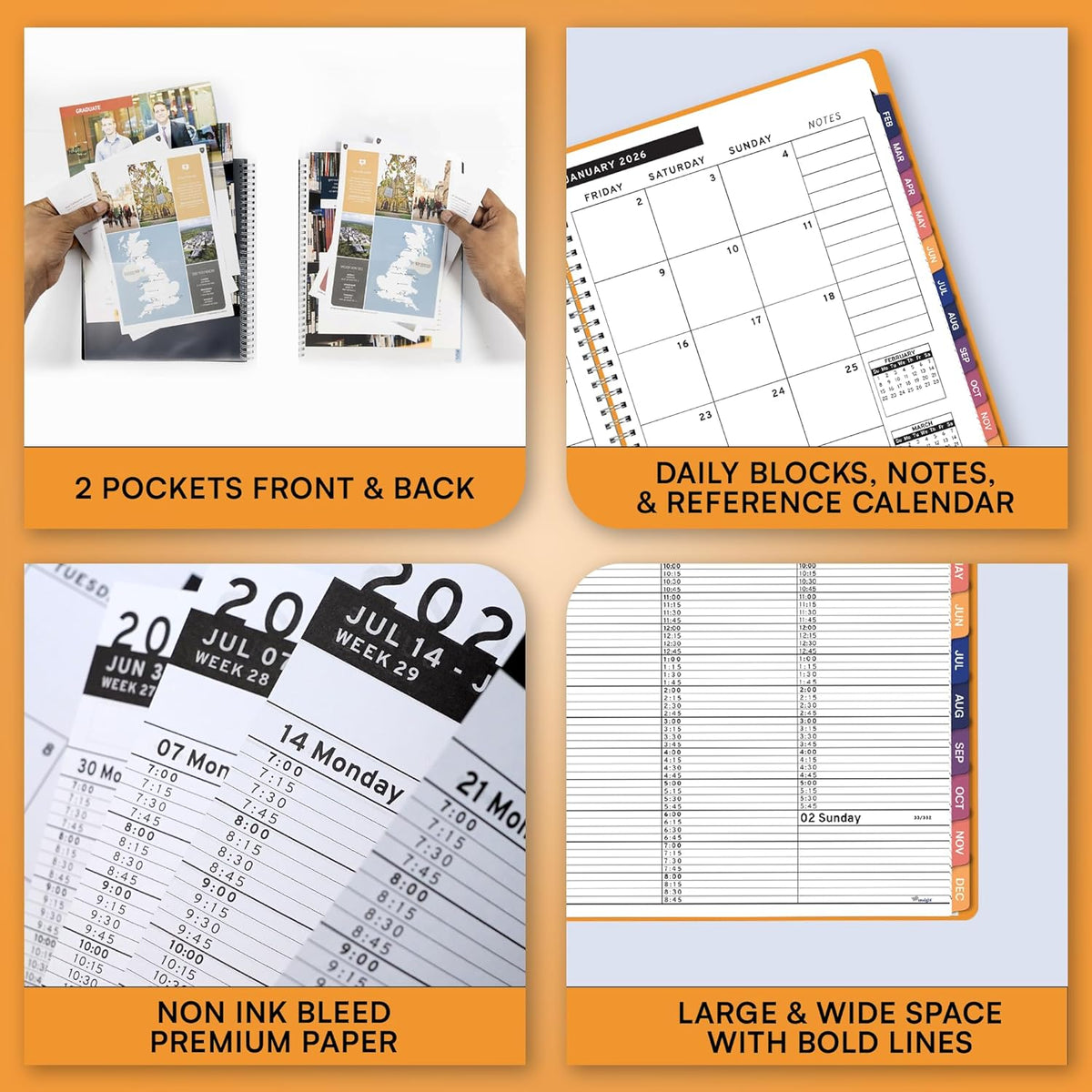 Ensight 2026 Appointment Book & Planner Ensight 8.5 x 11 inches Large Tabbed Daily Hourly Weekly Planner Schedule Book 15 Minute time Slots Business & Personal Planner Jan 2026 Dec 2026 Yellow
