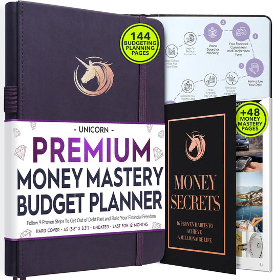 Financial Planner - Monthly Budget Planner & Monthly Bill Organizer | A 12-Month Journey to Financial Freedom | Bill Payment Tracker Organizer, Debt, Expense Tracker & Money Saving with Pockets