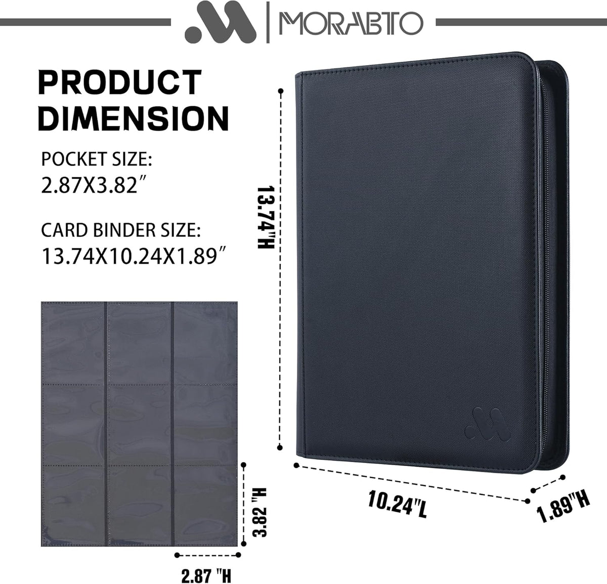 Card Binder 9 Pocket,Trading Card Binder Holds up to 360 Cards with 20 Sleeves,Zipper Card Holder Album Compatible with TCG Card/Game Cards/Sports Card