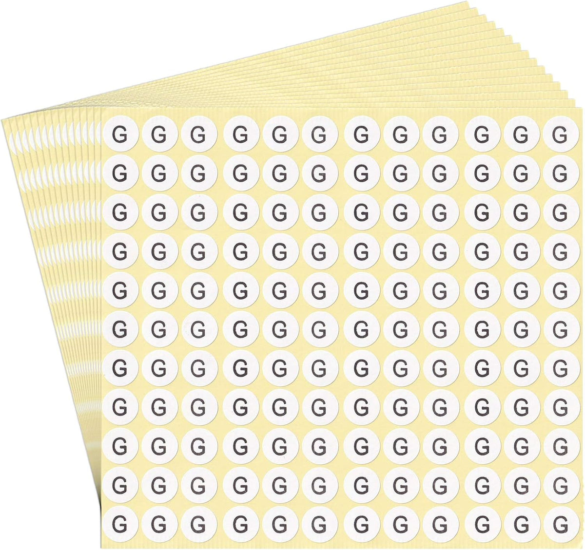 dealzEpic - Alphabet Stickers of The Letter G - Small Round Paper Self-Adhesive Peel and Stick Letter Labels - Set of 15 Sheets